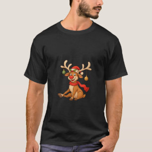 Camiseta Natal Feminino Renas Engraçadas Família V Neck