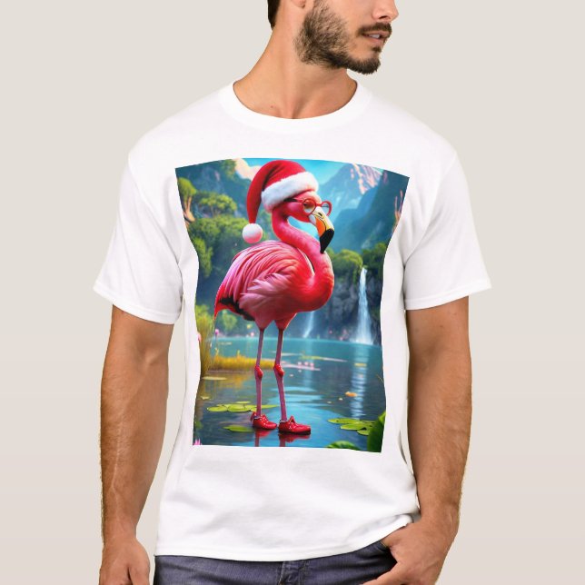 Camiseta Natal Flamingo Como Papai Noel-47476 (Frente)