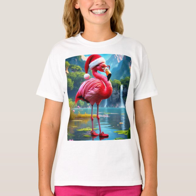 Camiseta Natal Flamingo Como Papai Noel-47476 (Frente)