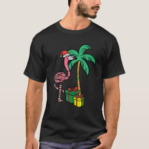 Camiseta Natal Flamingo Palm Tree Engraçado Xmas Beach Men