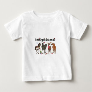 Camiseta Natal Flor de Cavalo Alegre Cavalos Equino