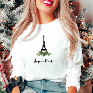 Camiseta Natal francês de Joyeux Noel com torre Eiffel