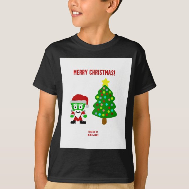 Camiseta Natal FrankenQueijos Meninos Black Basic T Shirt (Frente)