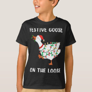 Camiseta Natal Ganso Divertido Festivo à Solta Vintage