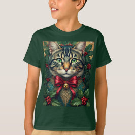 Camiseta Natal Gato 2024 Crianças