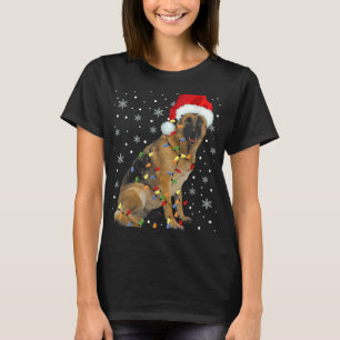 Camiseta Natal german shepherd Santa Hat - Natal Engraçado
