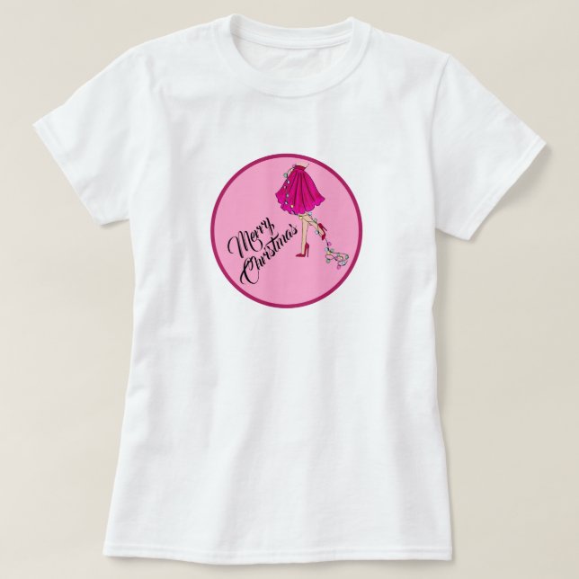 Camiseta Natal Glam Rosa  (Frente do Design)