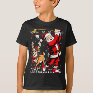 Camiseta Natal Golfe Papai Noel Golfista Natal Pijama Rena