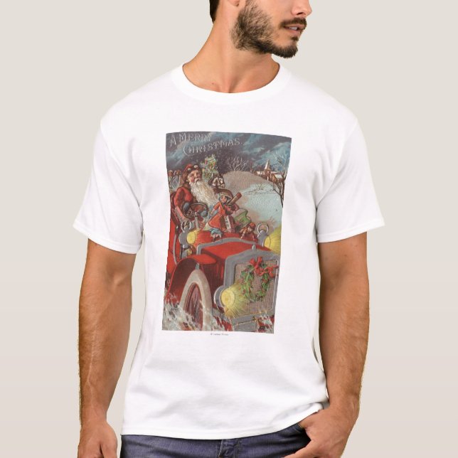 Camiseta Natal GreetingSanta no carro (Frente)