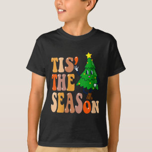 Camiseta Natal Groovy da Mulher É Época do Natal Hippie Pin