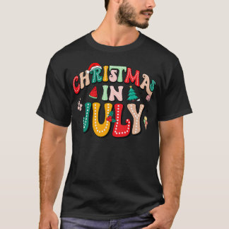Camiseta Natal Groovy Em Julho Mulheres Homens Verão