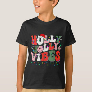 Camiseta Natal Groovy Holly Vibrações Alegres Luzes de Nata