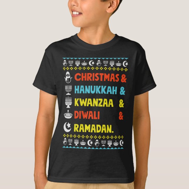 Camiseta Natal Hanukkah Kwanzaa Diwali Ramadan Funny Ug (Frente)