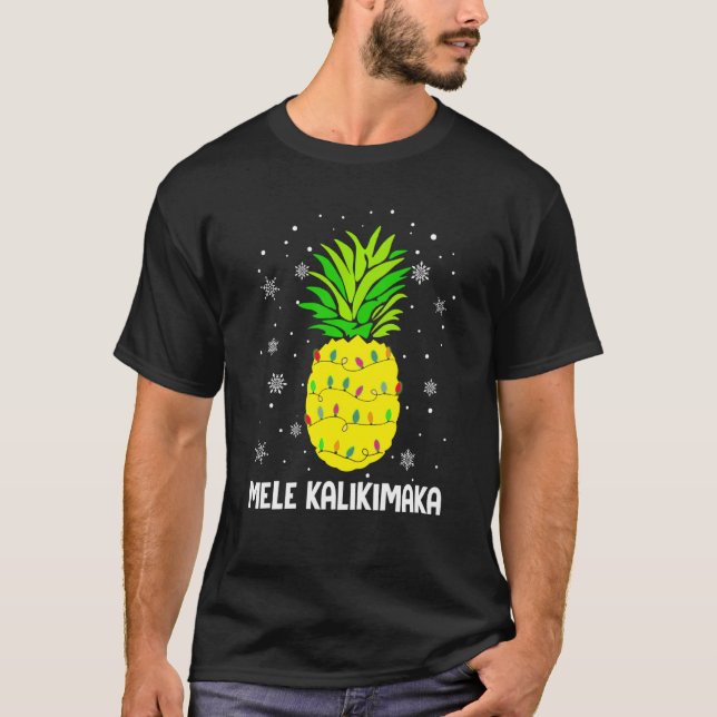Camiseta Natal havaiano Mele Kalikimaka Pineapple Hawa (Frente)
