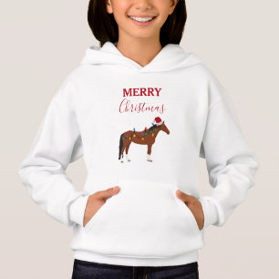 Camiseta Natal Horse Santa Hat Xmas Luzes Xmas