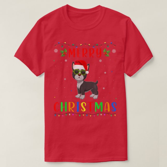 Camiseta Natal Igual à Design de Terrier Boston Light (Frente do Design)