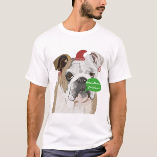 Camiseta Natal inglês engraçado do buldogue