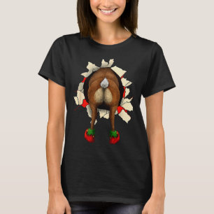 Camiseta Natal inovador com bunda de rena fofa