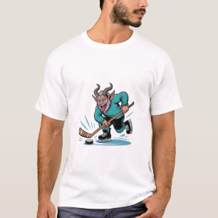 Camiseta Natal Jogando Hóquei no Gelo Assustador Natal Espo