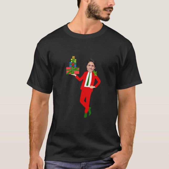 Camiseta Natal Justin Trudeau Funny Canadian Ugly Xmas (Frente)