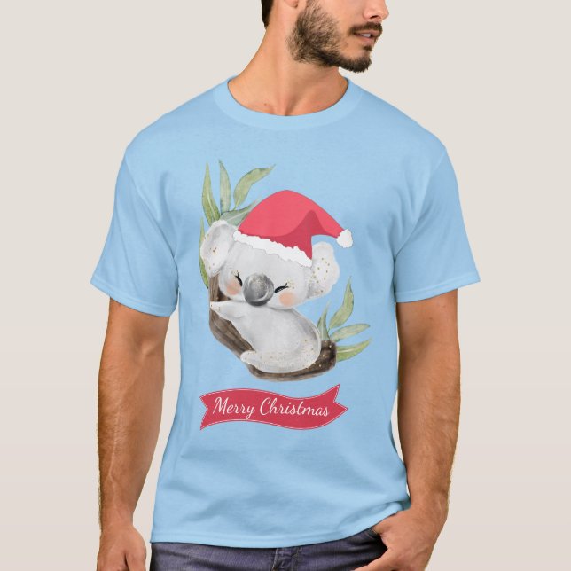 Camiseta Natal Koala Watercolor (Frente)