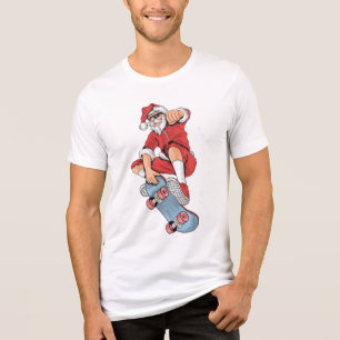 Camiseta Natal legal Skateboarding do papai noel