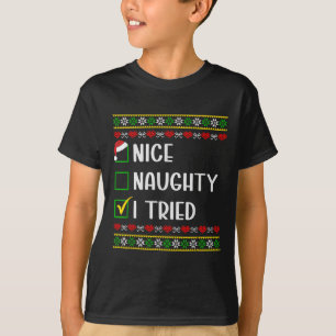 Camiseta Natal Legal Travesso Eu Tentei Lista Divertida Fam