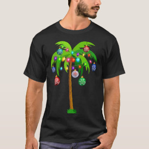 Camiseta Natal Lights Palm Tree Fun Hawaii Beach Tropic