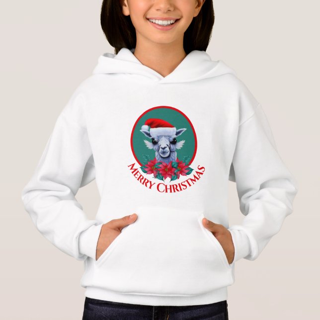 Camiseta Natal Llama E Wreath Com Refúgio De Texto (Frente)