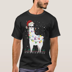Camiseta Natal Llama Santa Hat Ugly Xmas Tree Alpaca Gi