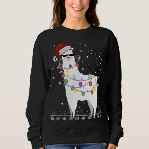 Camiseta Natal Llama Santa Hat Ugly Xmas Tree Alpaca Gi