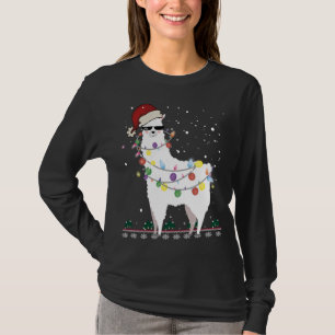 Camiseta Natal Llama Santa Hat Ugly Xmas Tree Alpaca Gi