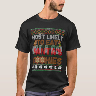 Camiseta Natal Mais Provável Para Comer Cookie Papais noeis