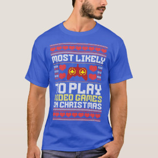 Camiseta Natal Mais Provável Para Tocar Videos games No Chr