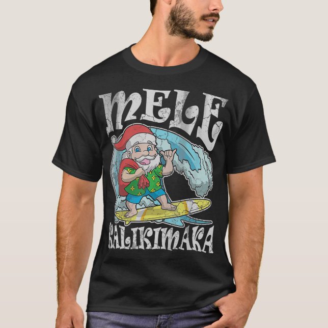 Camiseta Natal Mele Kalikimaka Papais noeis Hawaii T T  (Frente)