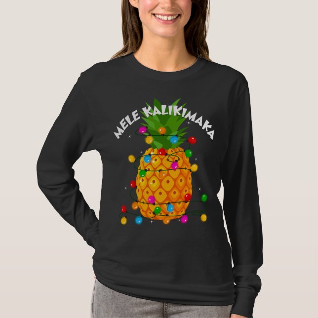Camiseta Natal Mele Kalikimaka Pineapple Lover Havaí X (Frente)