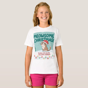 Camiseta Natal Meowy cortado Gato – Roupas de Festa de Famí
