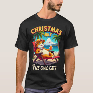 Camiseta Natal Meowy de Verão Natal Em Julho Relax Cool C