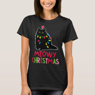 Camiseta Natal Meowy Luzes de Natal Roupas de dormir Gato P