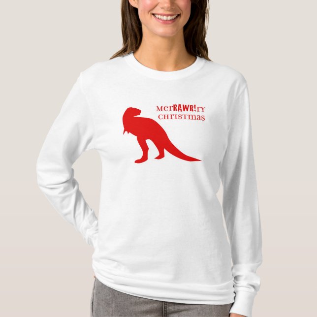 Camiseta Natal merRAWRry de T-Rex (Frente)