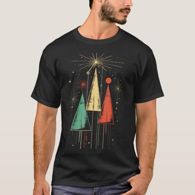 Camiseta Natal Moderno de Meados do Século (Frente)