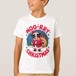 Camiseta Natal Moo-rry Vaca Engraçada Papai Noel Natal