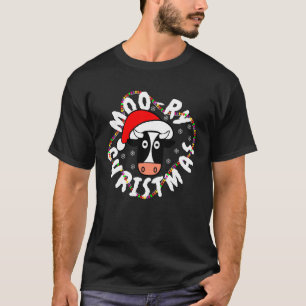 Camiseta Natal Moo-Ry Vaca Engraçado Desajeitado Desenho