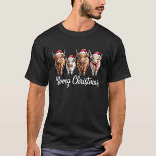 Camiseta Natal Mooey Papai Noel Vaca das Terras Altas Papai
