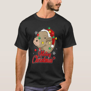 Camiseta Natal Mooey Vaca Chapéu de Papai Noel Natal Feio