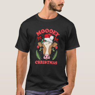 Camiseta Natal Mooey Vaca Dizendo Piada de Férias de Invern