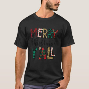 Camiseta Natal Mulheres Estampa de Leopardo Natal Feliz Nat