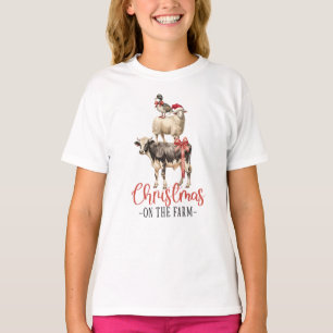 Camiseta Natal na Fazenda Barnyard Animal Kid