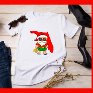 Camiseta Natal na Flórida feliz! Papais noeis tropicais Leg