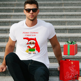 Camiseta Natal na Flórida feliz! Papais noeis tropicais Leg